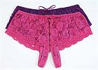 Stretch lace open front panty, plus size